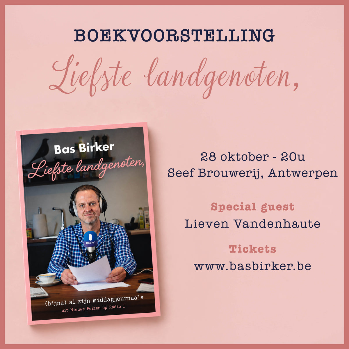 28/10/26: Ticket Boekvoorstelling Bas Birker - "Liefste Landgenoten"
